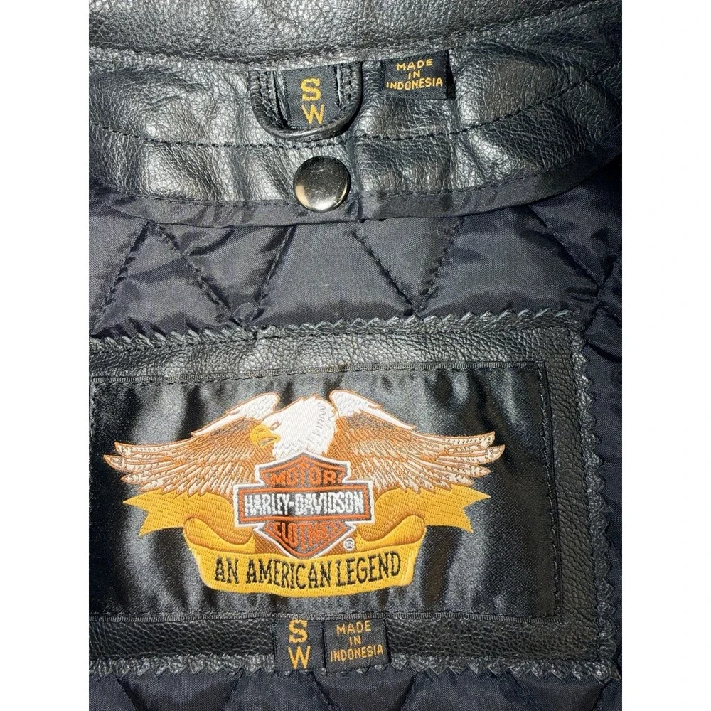 Harley Davidson Leather Jacket Small Women's Black Biker Moto Full Zip EUC